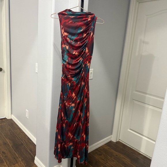 Ulla Johnson Livia Midi Dress Size Small Red Bohemian Print High Neck Red Blue - Picture 10 of 10